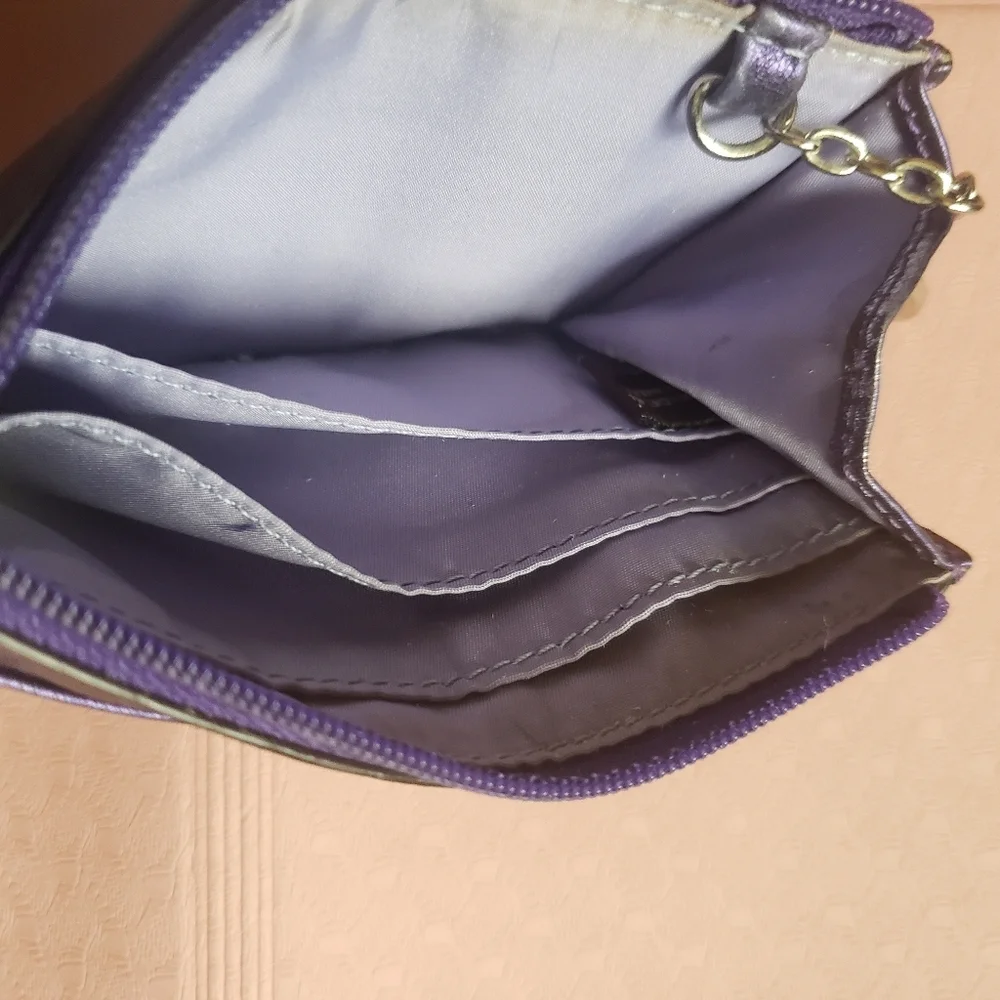 Coach Y2K Metallic Purple Small Coin Card Wallet with Tassel